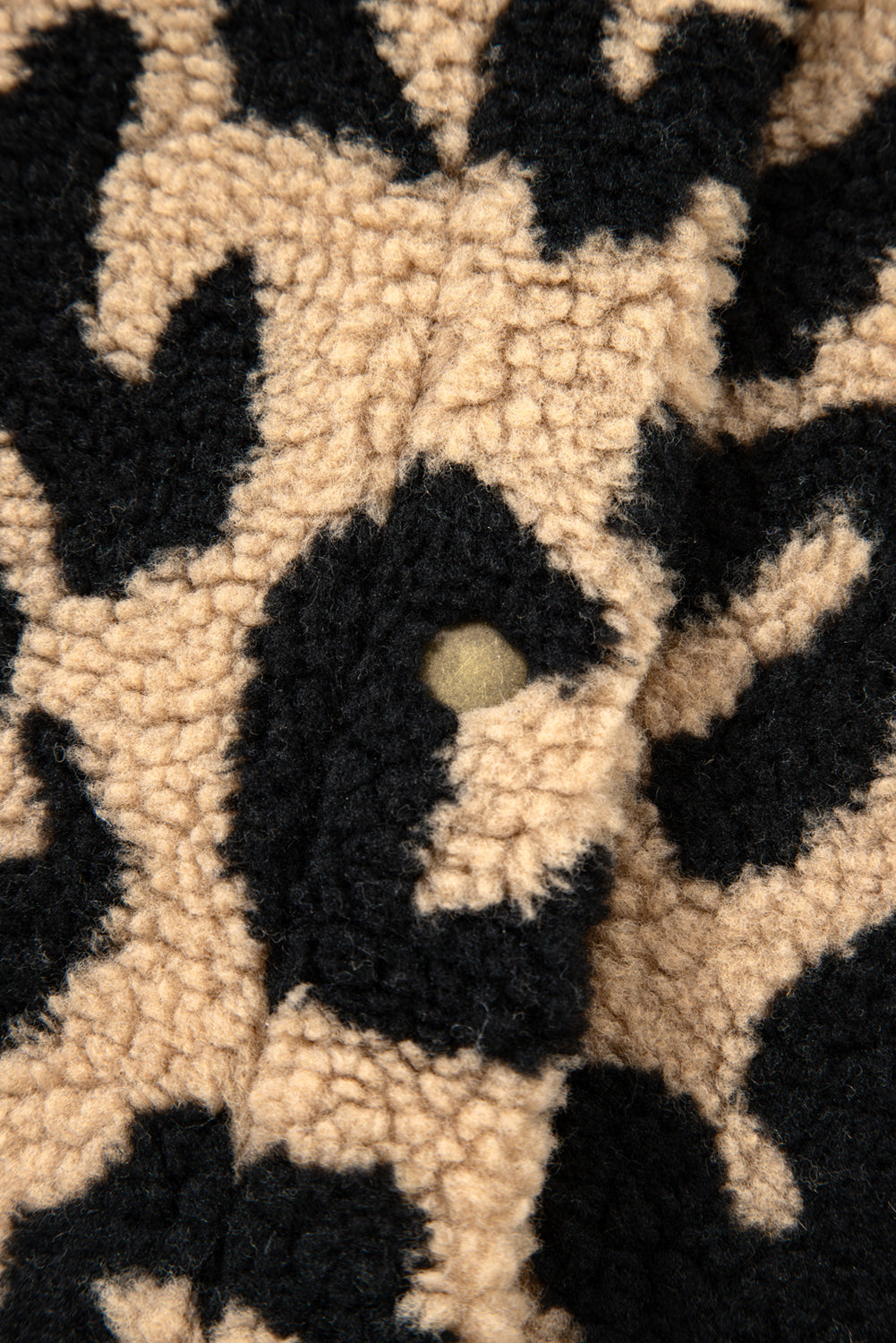 Khaki Leopard Sherpa Button Front Collared Plus Size Vest Jacket 🇺🇸