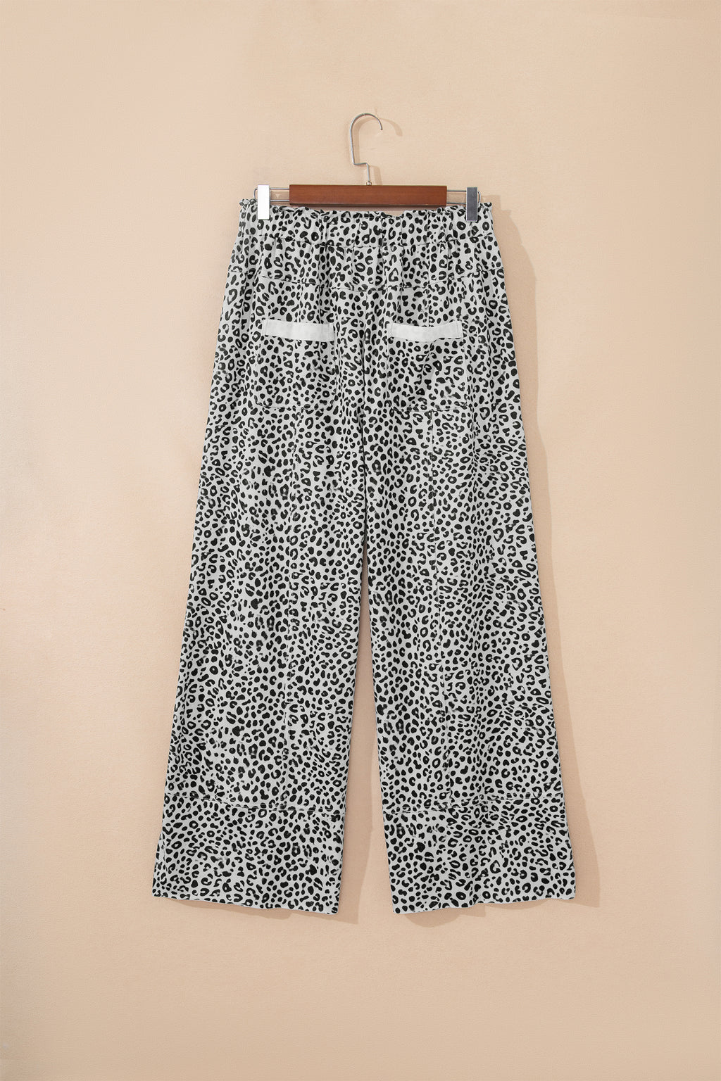 Gray Animal Print Wide Leg Terry Knit Pants 🇺🇸