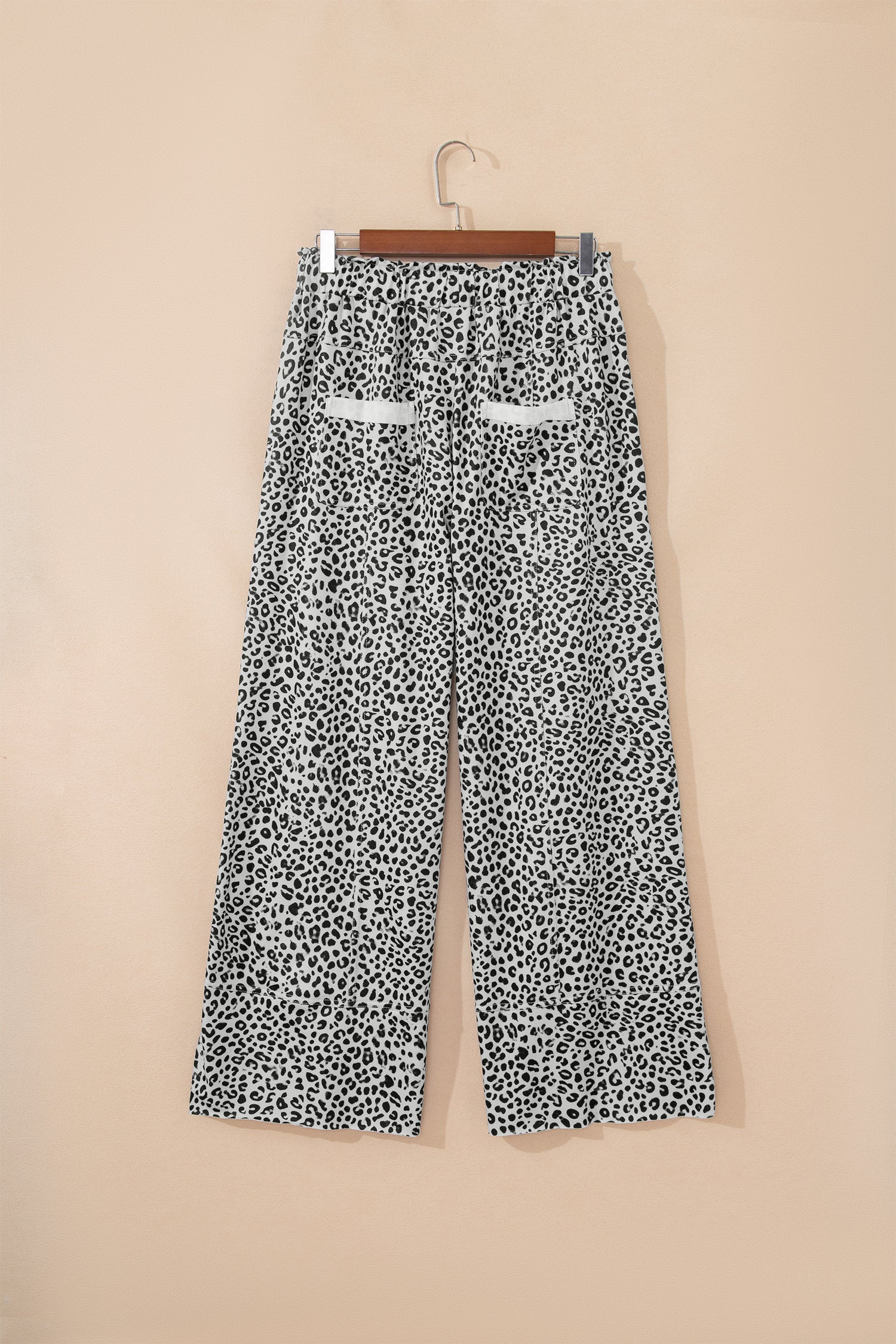 Gray Animal Print Wide Leg Terry Knit Pants 🇺🇸