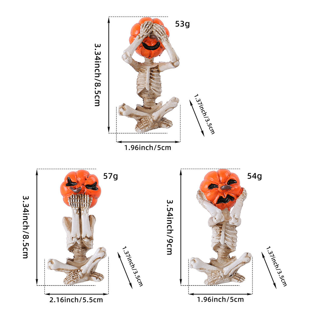 Pumpkin Head Skull Doll Ornaments Home Halloween Layout Props 🇨🇳