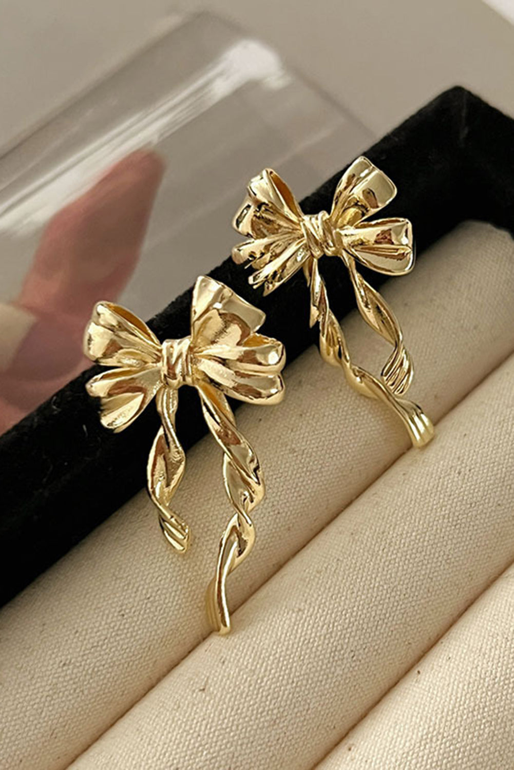 Gold Bow Knot Plated Alloy Stud Earrings 🇨🇳