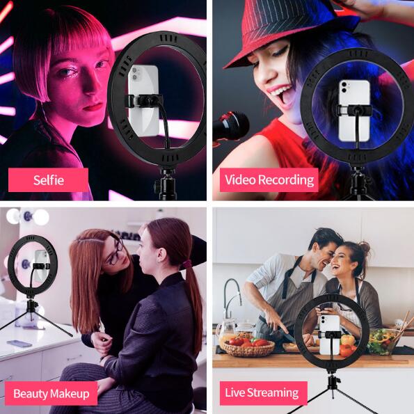 10-Inch Fill Light RGB Live Light Desktop Stand Selfie Ring Light Led Seven-Color Beauty Fill Light 🇨🇳
