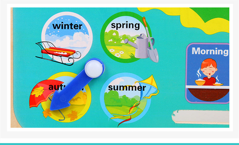 Montessori Wooden Toys Baby Weather Season Calendar Clock Time Cognition Preschool Educational Teaching Aids Toys For Children 🇨🇳