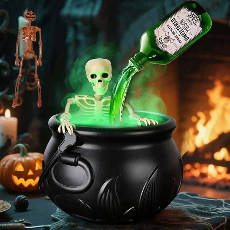 Halloween Spooky Witch Decor: Witch Cauldron, Floating Bottle Fog Machine & Skull LED Light 🇨🇳