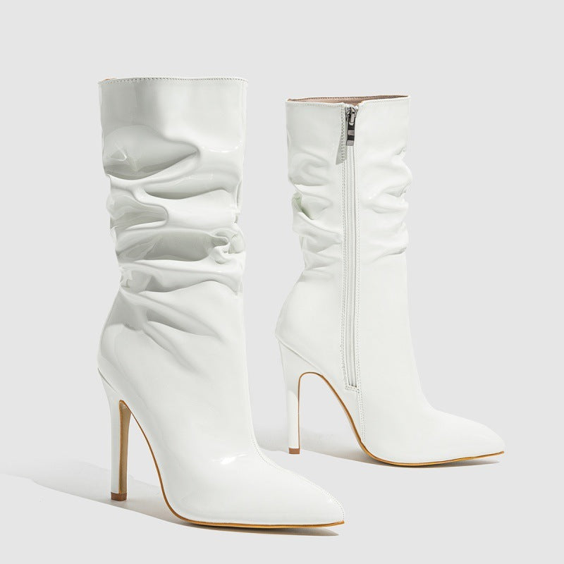 Patent Leather High Heel Pointed Stiletto Style Boots 🇨🇳