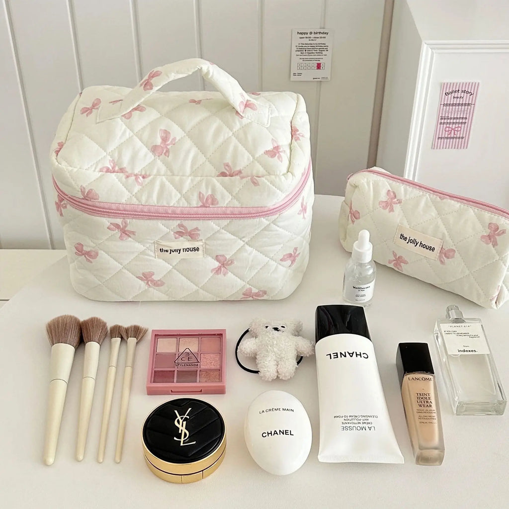Cute Bow Flower Quilting Cotton Makeup Bag 🇨🇳