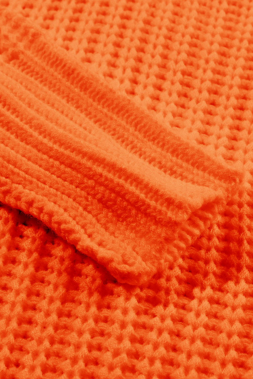 Orange Ribbed Knit Round Neck Slouchy Chunky Sweater 🇺🇸