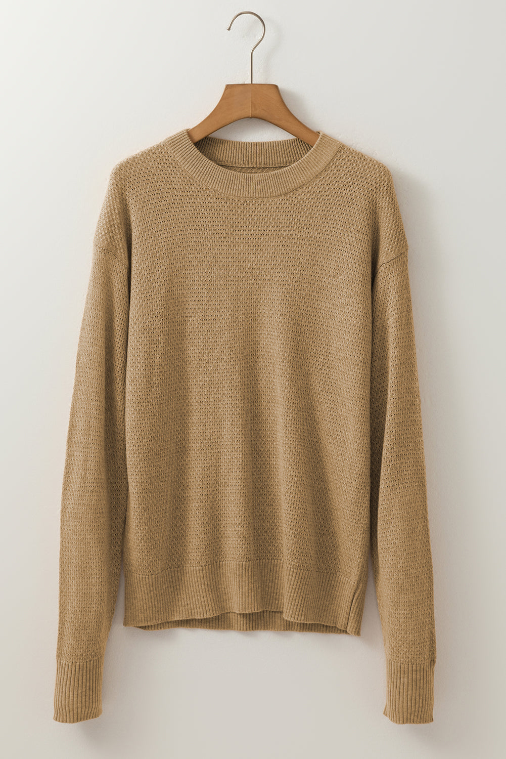 Straw Yellow Brushed Knit Casual Fitted Sweater 🇺🇸