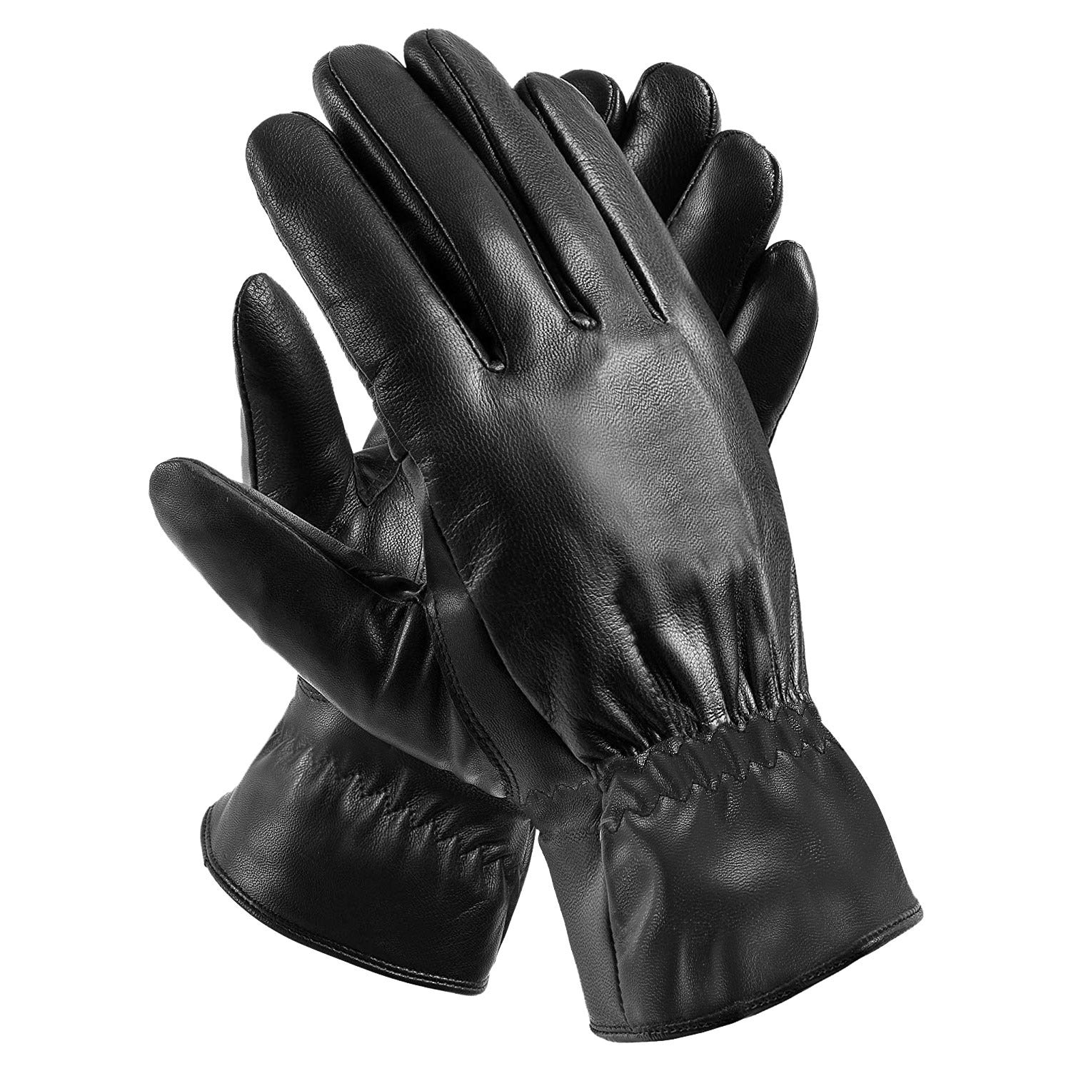 1Pair Unisex Black Leather Winter Warm Windproof High Quality Soft Gloves 🇨🇳