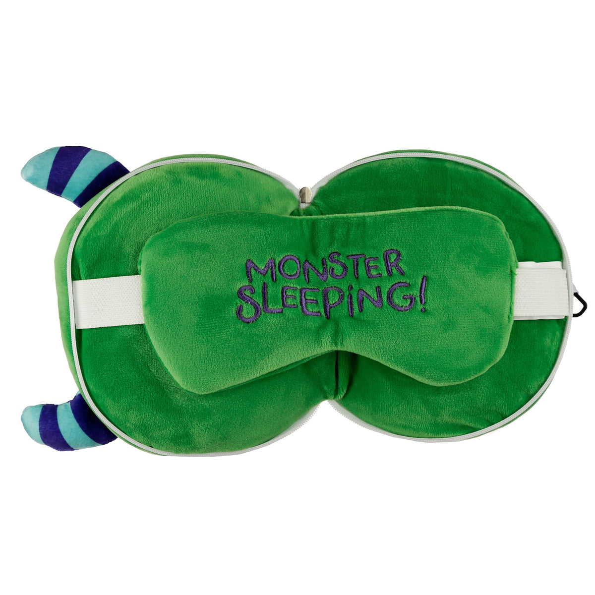Puckator Relaxeazzz Green Monstarz Monster Round Plush Travel Pillow & Eye Mask - Sleep Eye Mask Masks - Kids Travel Accessories For Sleeping Airplane - Flight Plane Neck Pillow Pillows 🇬🇧