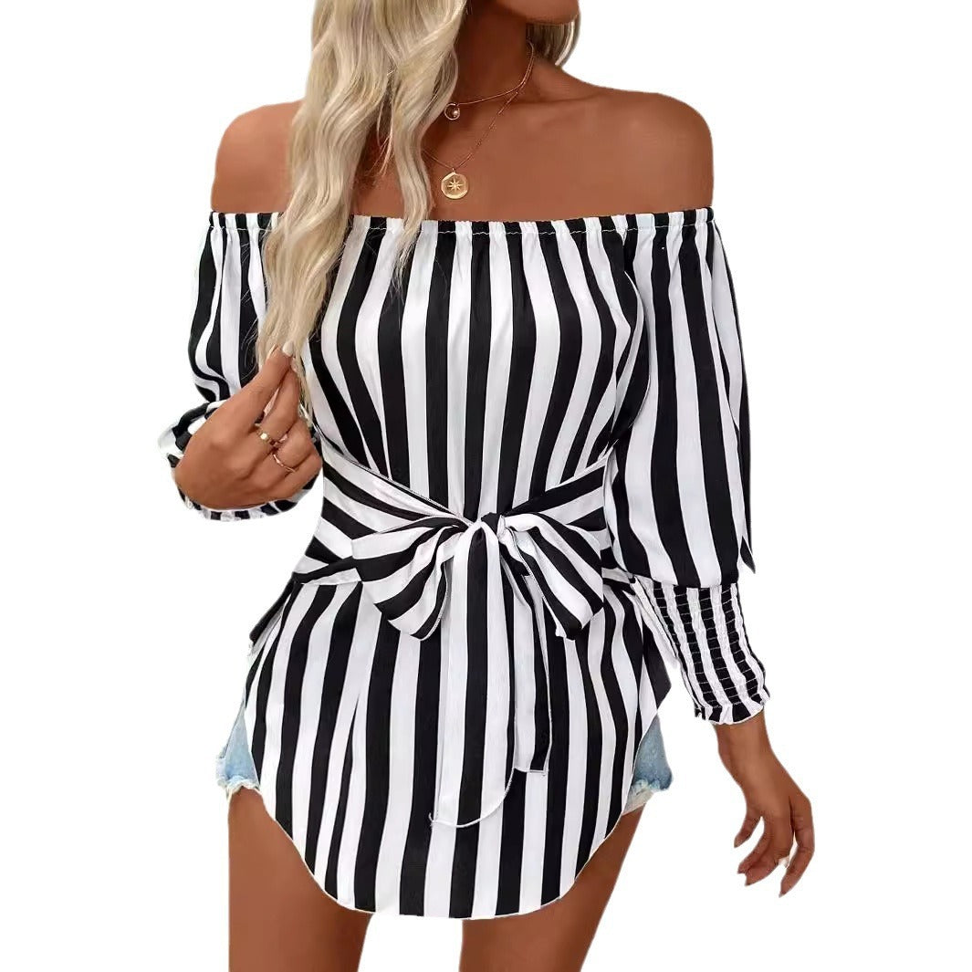 New Women's Fashion Shoulder-baring Lantern Sleeve Shirt 🇨🇳