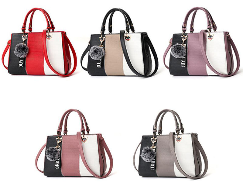 Women Hairball Ornaments Totes Patchwork Handbag Party Purse Ladies Messenger Crossbody Shoulder Bags Women Handbags 🇨🇳