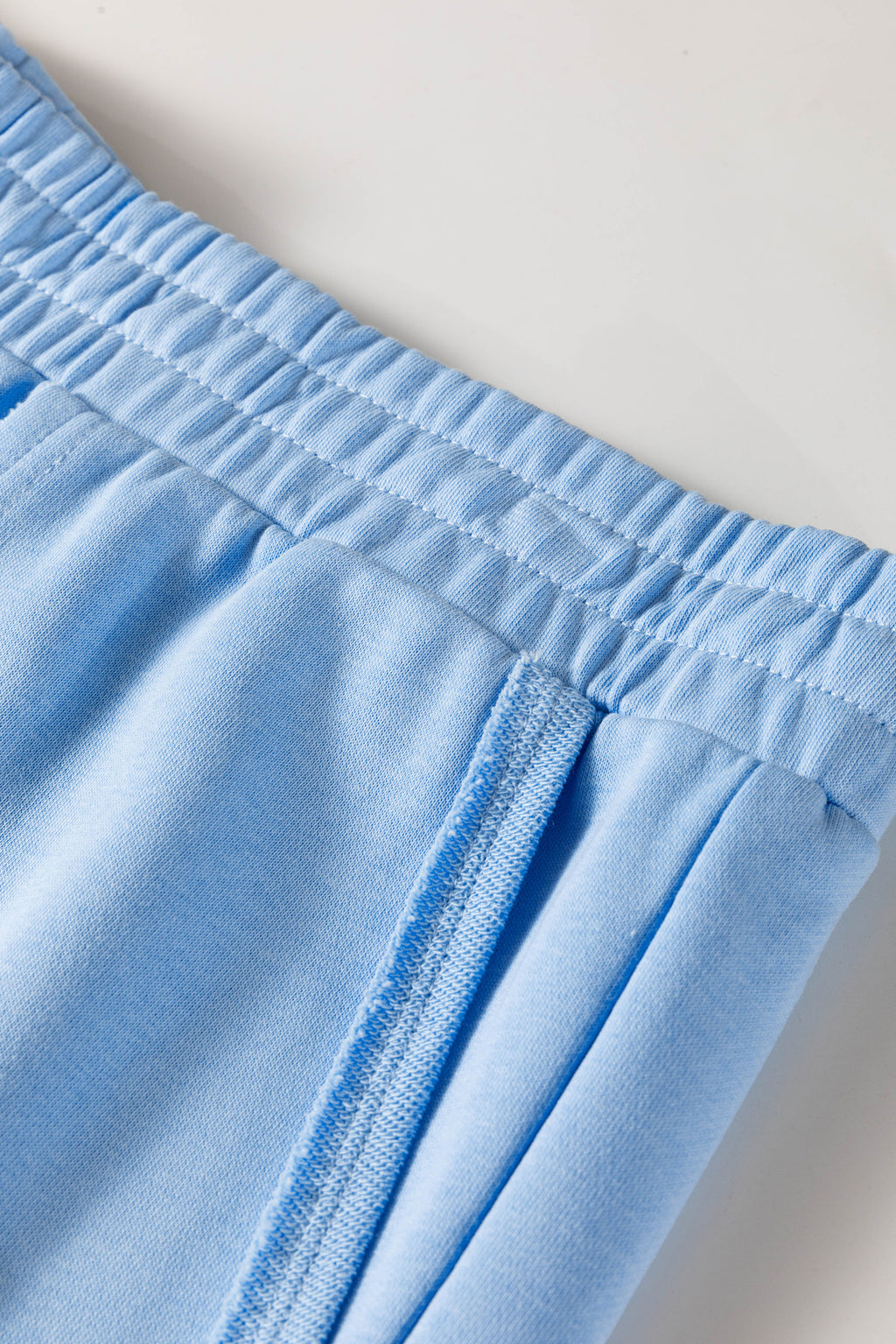 Mist Blue Solid Color Polo Tee Elastic Waist Shorts Plus Size Outfit 🇺🇸