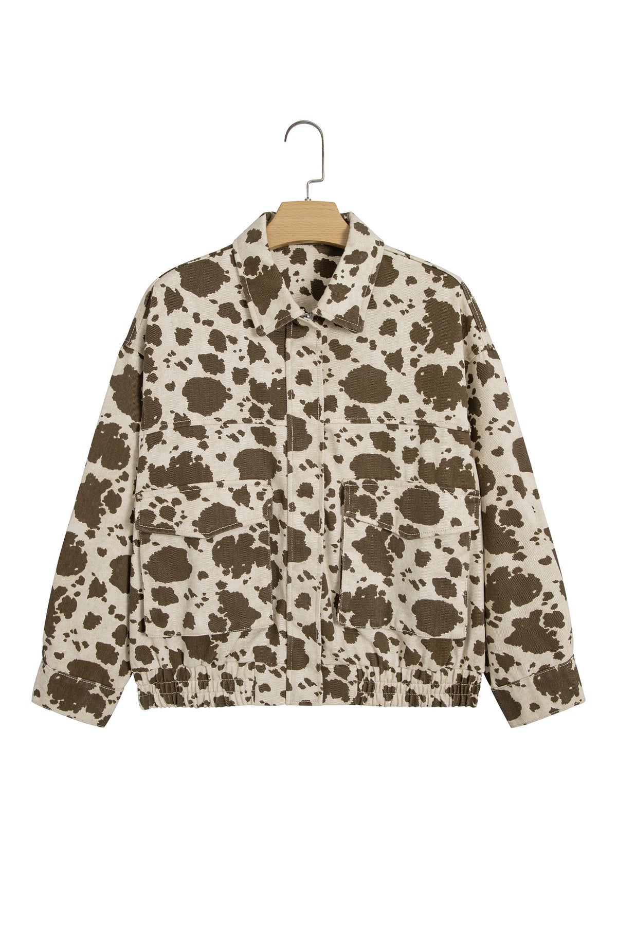 Brown Western Cow Print Cargo Pocket Denim Jacket 🇺🇸