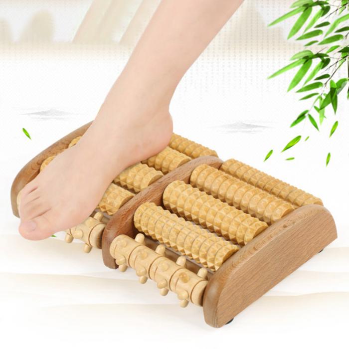 Newly Dual Wooden Foot Massager Roller Relieves Plantar Fasciitis Heel Arch Pain Stress Relief 🇨🇳