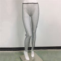 Fishnet Slit Pants Rhinestone Mesh Stretch Leggings 🇨🇳