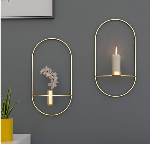3D Metal Candle Holder Geometric Round Candlestick Wall  🇨🇳