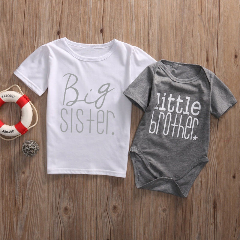 Sisters And Brothers English Printed Kids Short Sleeve 🇨🇳