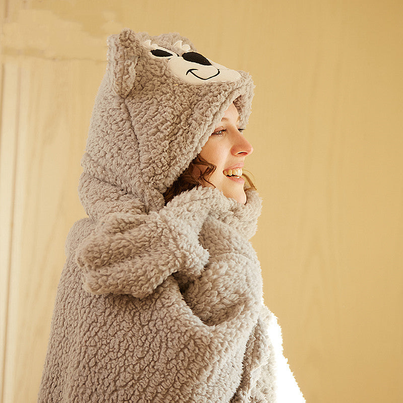 Flannel Siesta Blanket With Hood Shawl 🇨🇳