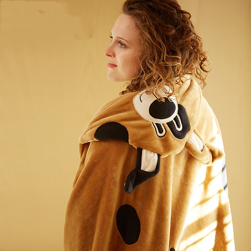 Flannel Siesta Blanket With Hood Shawl 🇨🇳