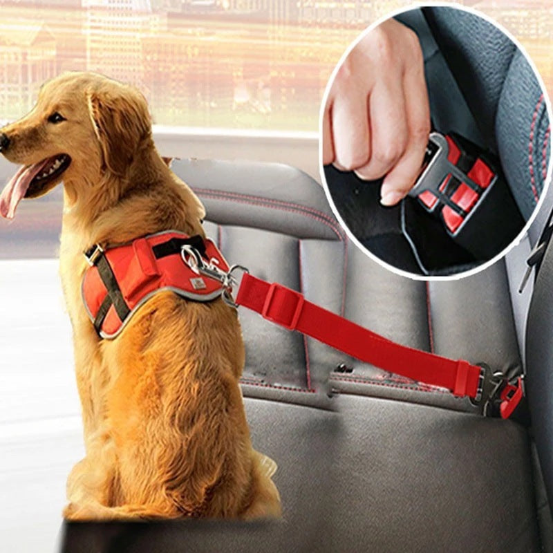 Adjustable Pet Cat Dog Car Seat Belt Pet Seat Vehicle Dog Harness Lead Clip Safety Lever Traction Dog Collars Dogs Accessoires Pets Products 🇨🇳