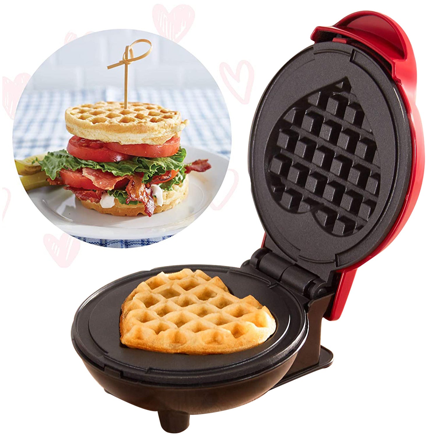 Mini Waffle Maker Waffle Home Children'S Breakfast Machine Portable Electric Baking Pan Light Food Machine 🇨🇳