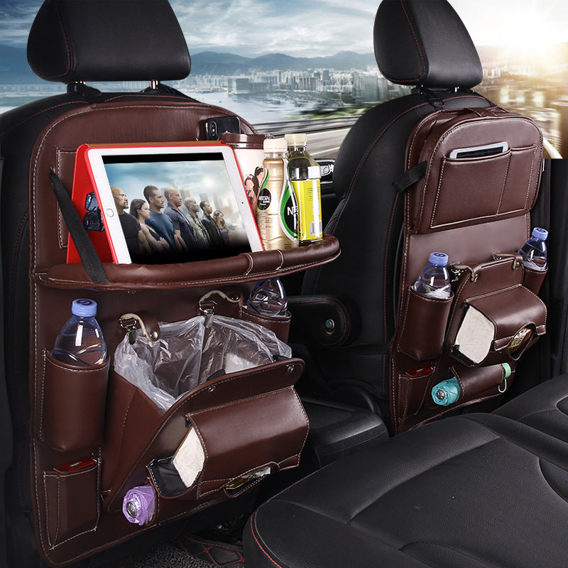 PU Leather Car Storage Bag Multifunction Seat Back Tray Hanging Bag Waterproof Organizer Interior Accessories 🇨🇳