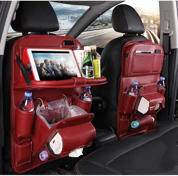 PU Leather Car Storage Bag Multifunction Seat Back Tray Hanging Bag Waterproof Organizer Interior Accessories 🇨🇳