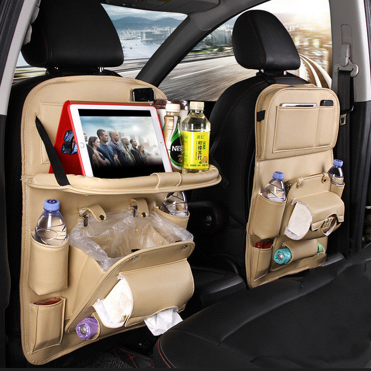 PU Leather Car Storage Bag Multifunction Seat Back Tray Hanging Bag Waterproof Organizer Interior Accessories 🇨🇳