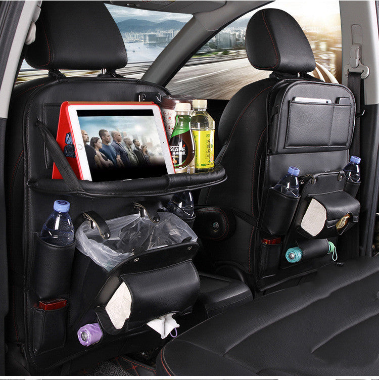 PU Leather Car Storage Bag Multifunction Seat Back Tray Hanging Bag Waterproof Organizer Interior Accessories 🇨🇳