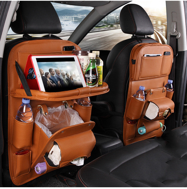 PU Leather Car Storage Bag Multifunction Seat Back Tray Hanging Bag Waterproof Organizer Interior Accessories 🇨🇳