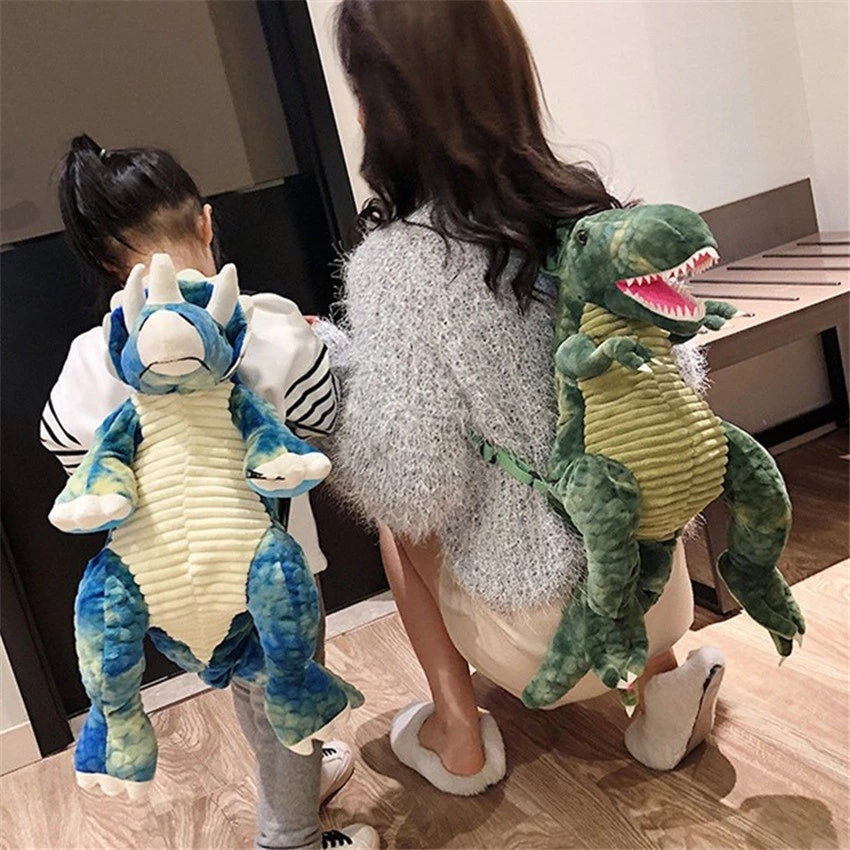 Creative 3D Dinosaur Backpack for Children Cartoon Animal Plush Dinosaurs Bag Cute Funny Parent-child Bags for Girl Boys 🇨🇳