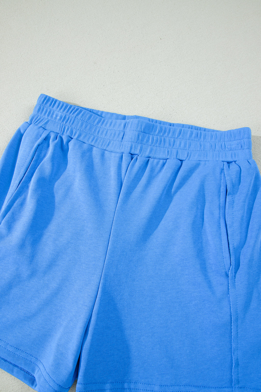 Sky Blue Slim Tank Top Elastic High Waist Shorts 2pcs Outfit 🇺🇸