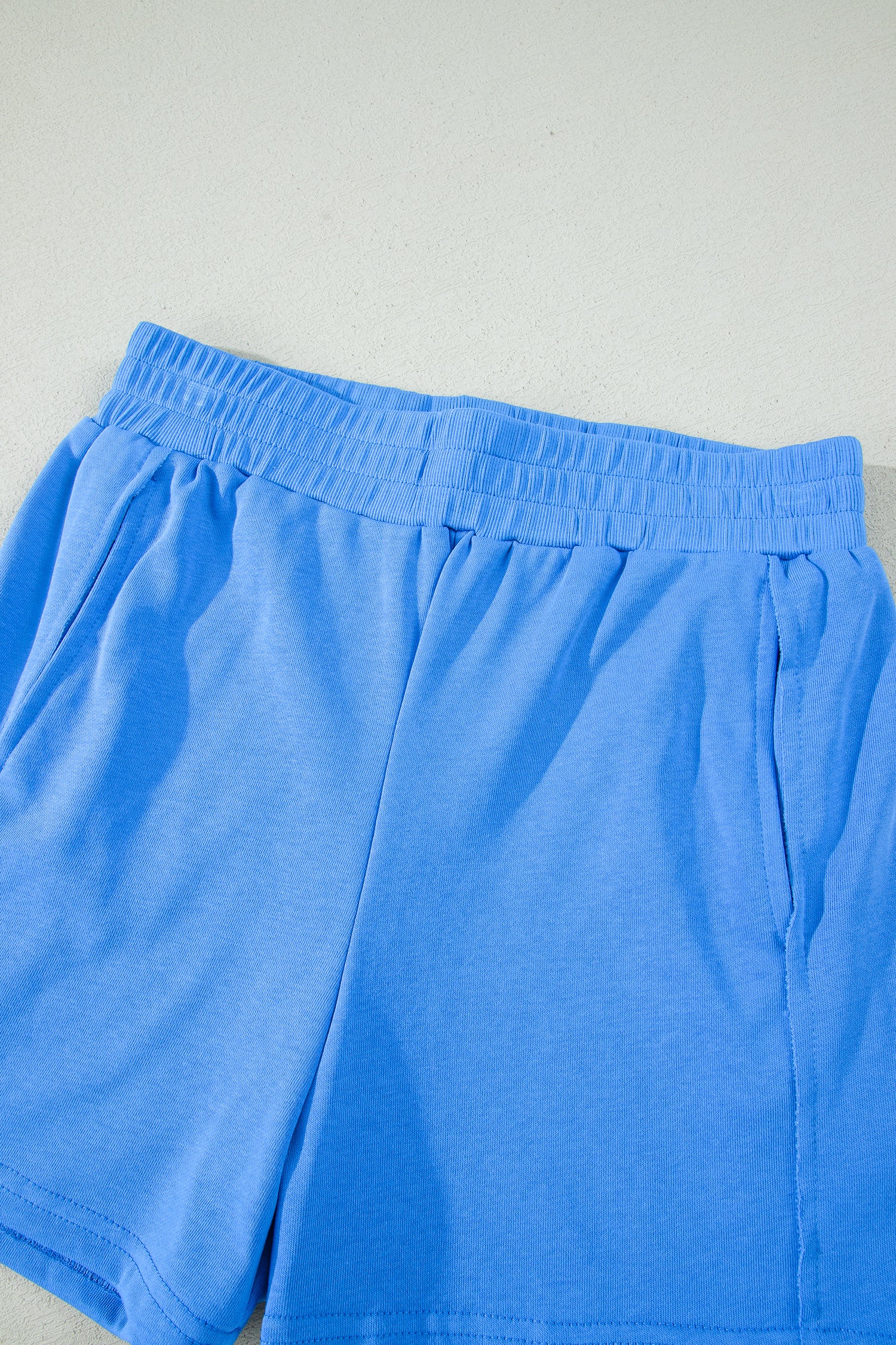 Sky Blue Slim Tank Top Elastic High Waist Shorts 2pcs Outfit 🇺🇸