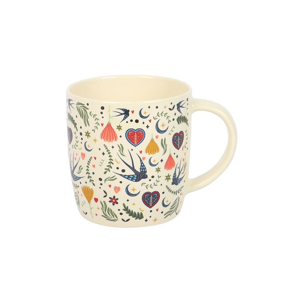 Cream Midnight Bloom Print Mug 🇬🇧