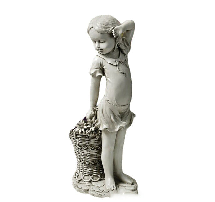 Lawn-Ornament Planter-Basket Statue-Sculpture Figurine Yard Decor Flower-Girl Garden 🇨🇳