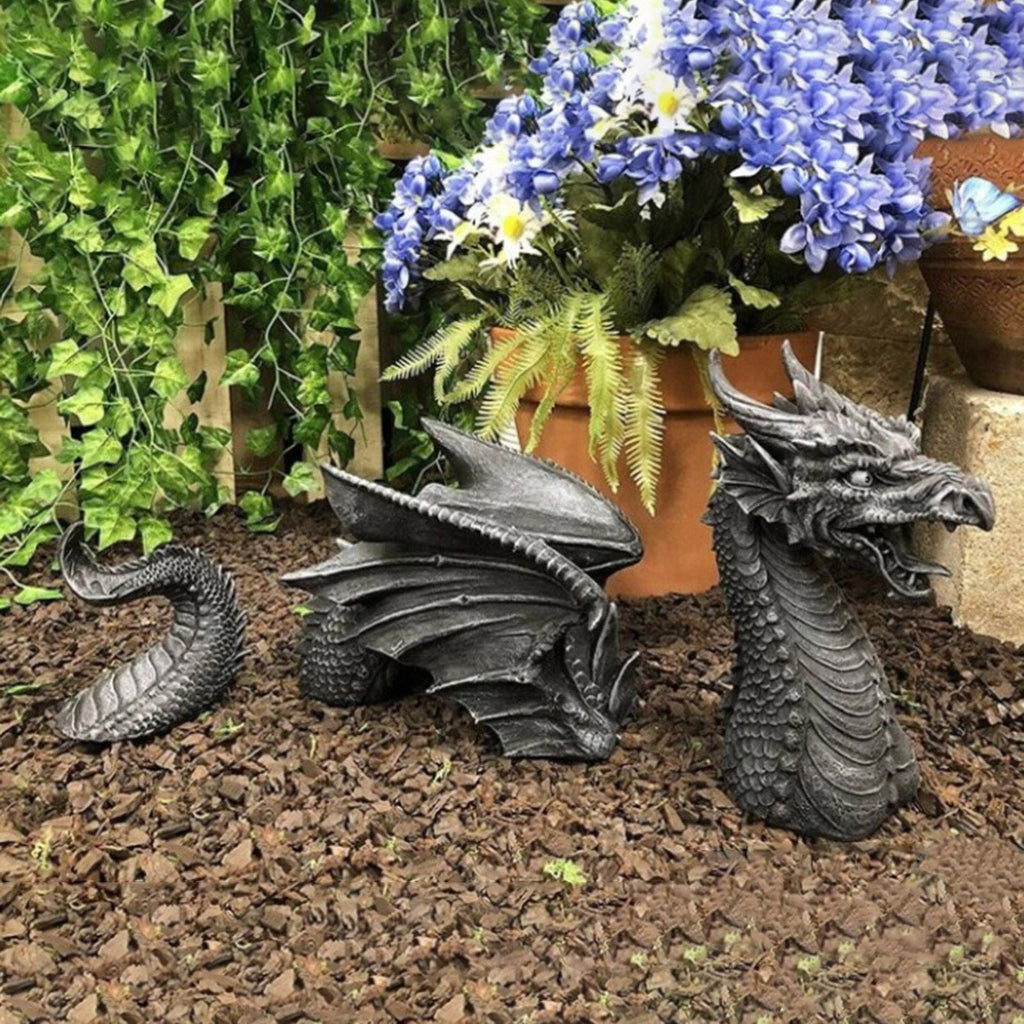 Large Dragon Gothic Garden Decor Statue Castle Moat Lawn Statue Garden Sculptures & Statues Funny Yard Garden Outdoor Figurine 🇨🇳