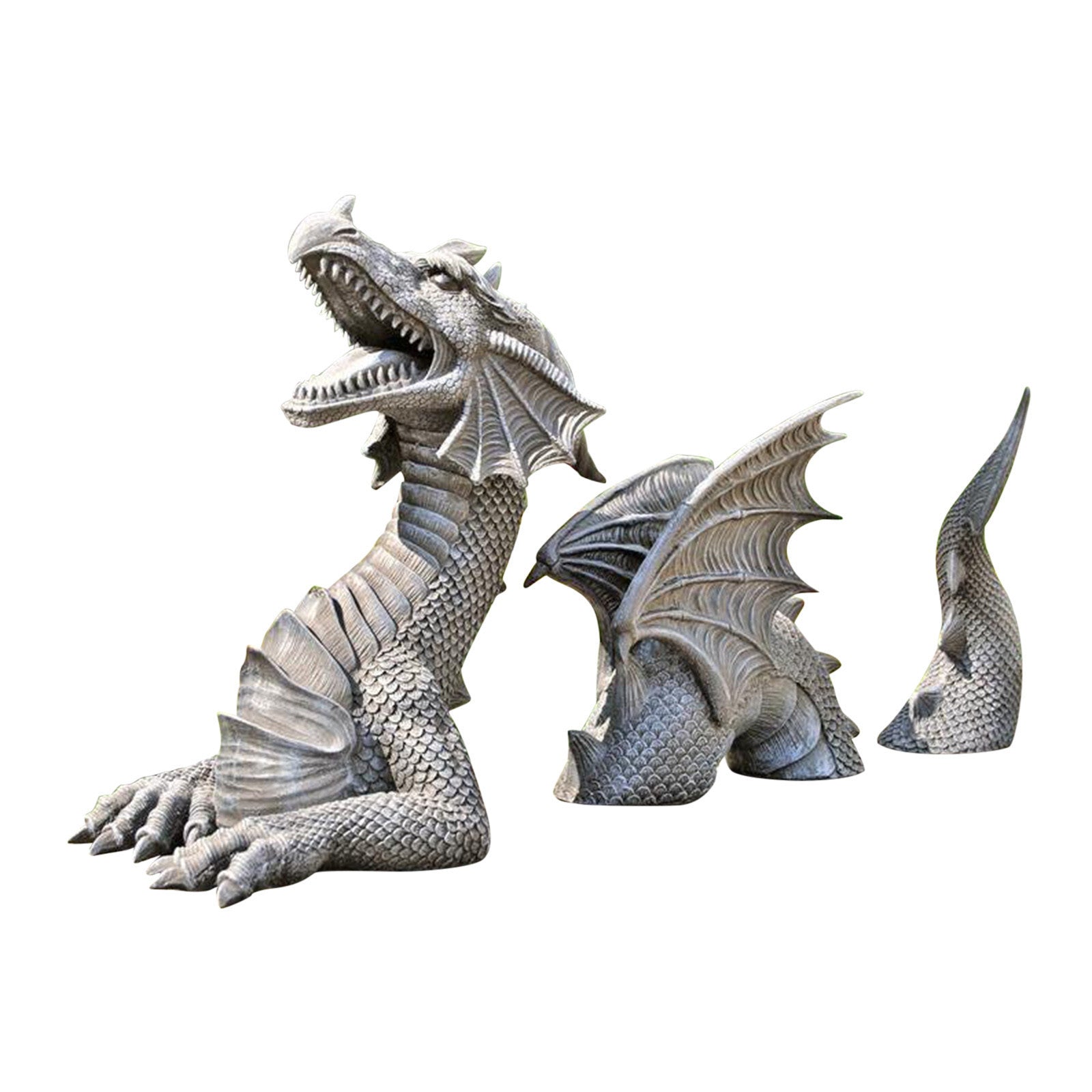 Large Dragon Gothic Garden Decor Statue Castle Moat Lawn Statue Garden Sculptures & Statues Funny Yard Garden Outdoor Figurine 🇨🇳
