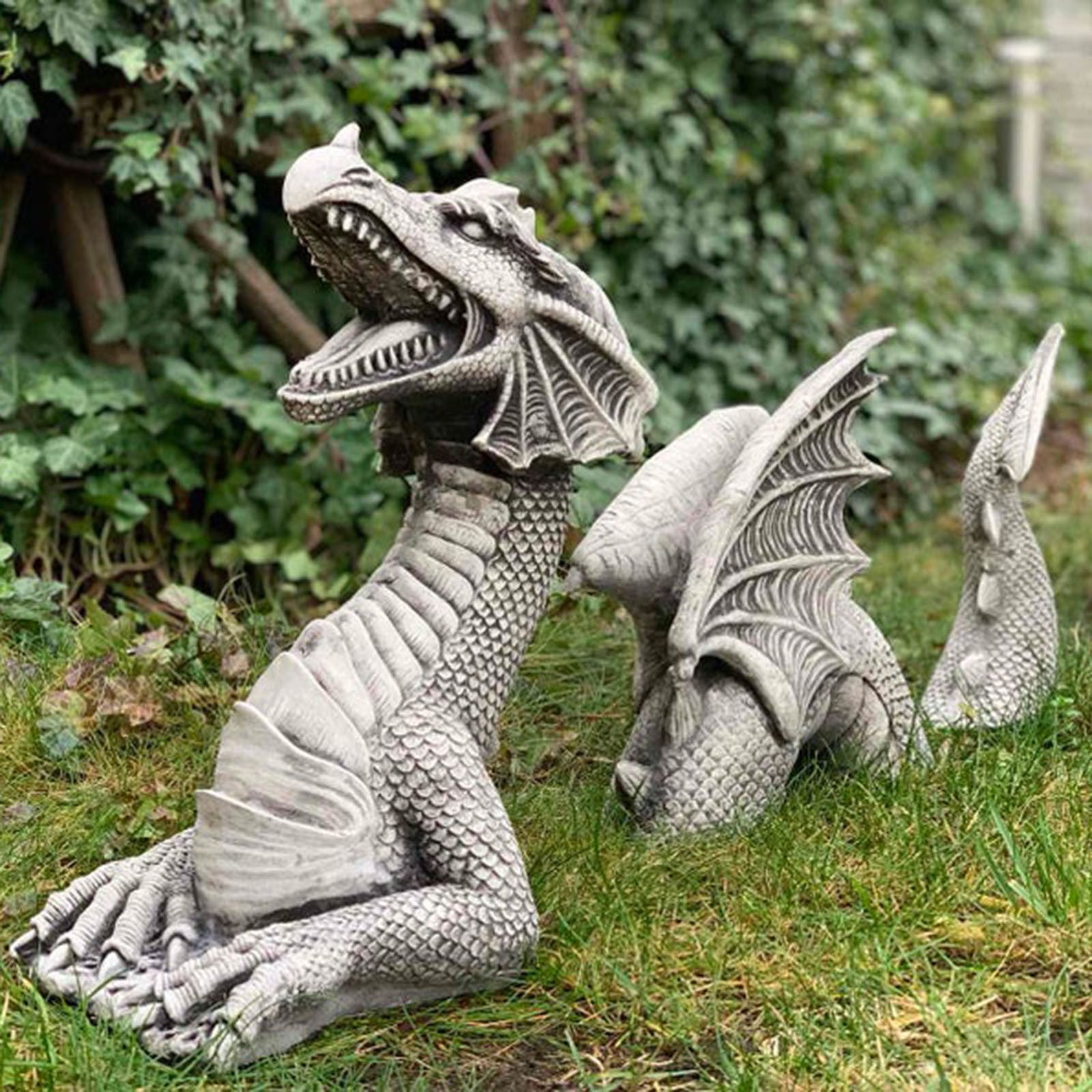 Large Dragon Gothic Garden Decor Statue Castle Moat Lawn Statue Garden Sculptures & Statues Funny Yard Garden Outdoor Figurine 🇨🇳