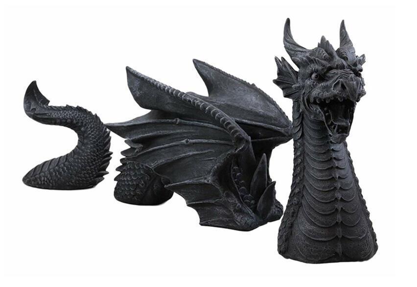 Large Dragon Gothic Garden Decor Statue Castle Moat Lawn Statue Garden Sculptures & Statues Funny Yard Garden Outdoor Figurine 🇨🇳
