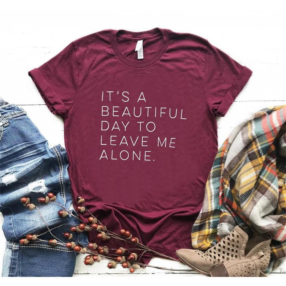 Let Me Be Alone Ladies T-Shirt Casual Funny T-Shirt Ladies Top 🇨🇳