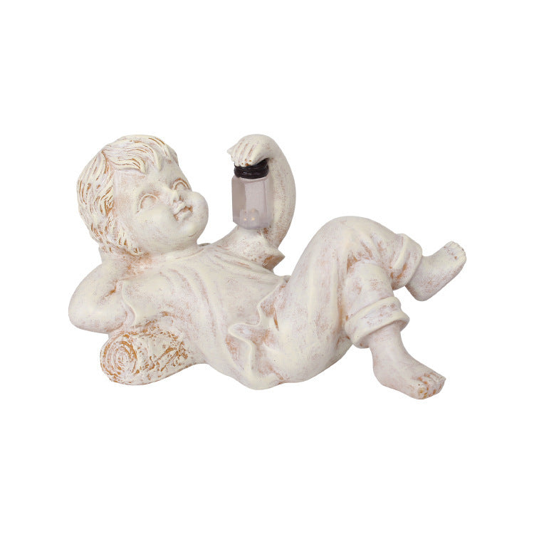 Home Decor Resin Craft With Firefly Jar Garden Statue Children Desktop Accessories Boy Girl Cute Gift Outdoor Solar Lighted Art 🇨🇳
