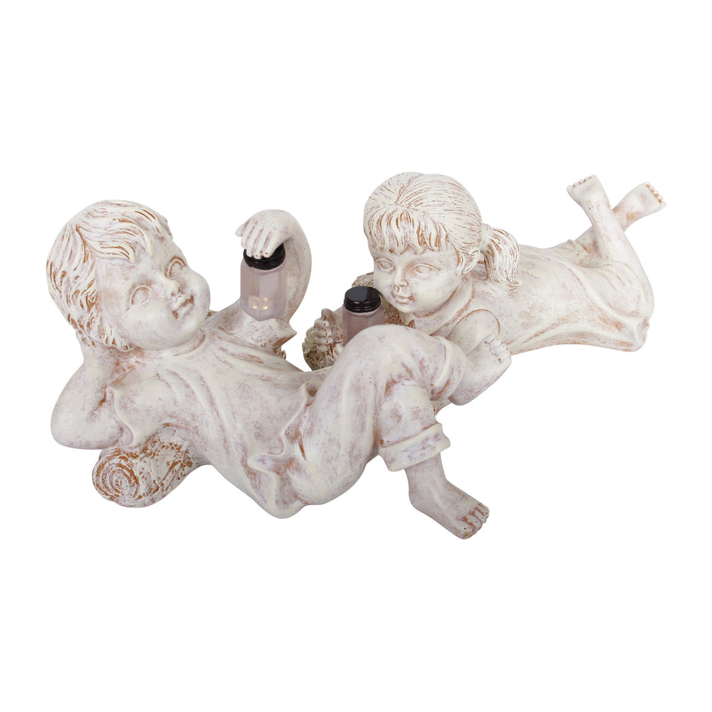 Home Decor Resin Craft With Firefly Jar Garden Statue Children Desktop Accessories Boy Girl Cute Gift Outdoor Solar Lighted Art 🇨🇳