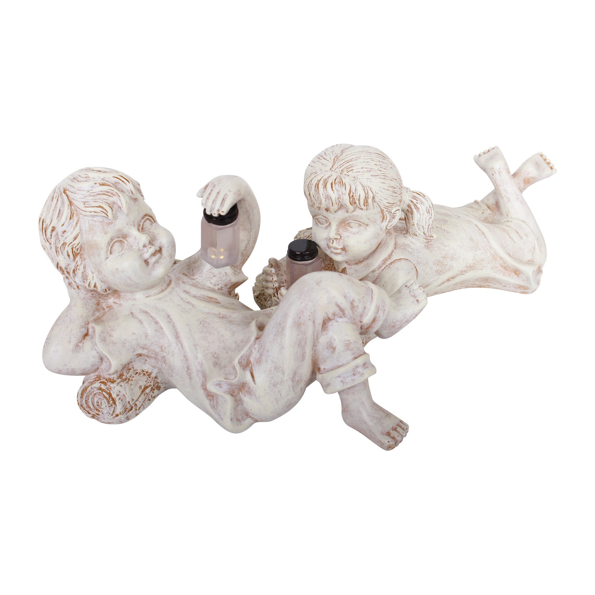 Home Decor Resin Craft With Firefly Jar Garden Statue Children Desktop Accessories Boy Girl Cute Gift Outdoor Solar Lighted Art 🇨🇳