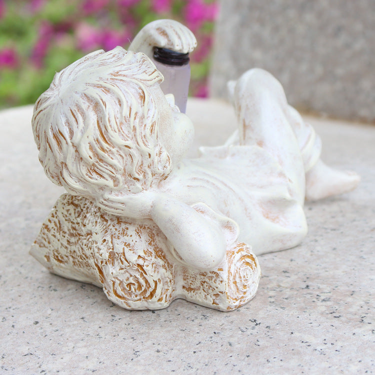 Home Decor Resin Craft With Firefly Jar Garden Statue Children Desktop Accessories Boy Girl Cute Gift Outdoor Solar Lighted Art 🇨🇳