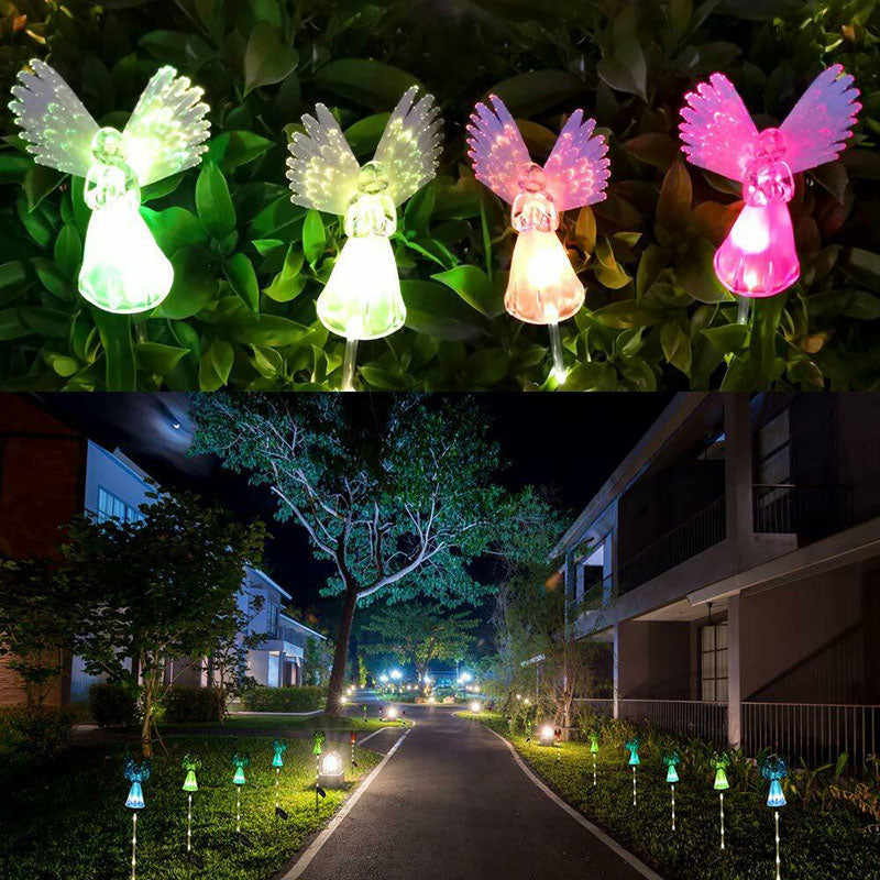 Colorful Color Changing Solar Angel Lights Outdoor Garden Courtyard Path Decorative Light Wings Wings Souvenir Decoration 🇨🇳