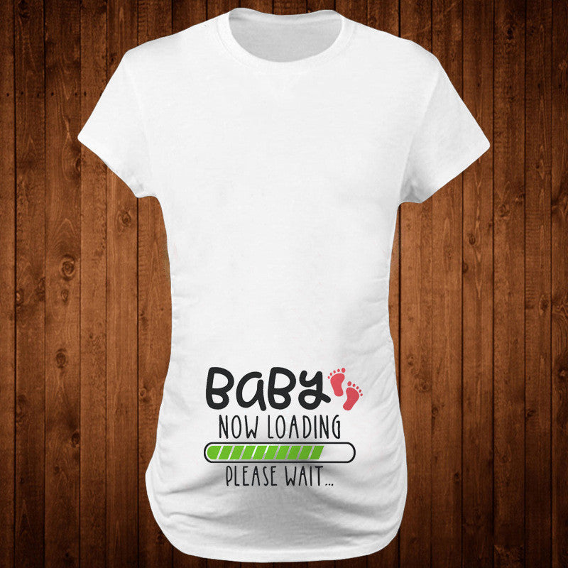 Women T-Shirts Slim Maternity Funny Letter Tops O-Neck Pregnancy Women 🇨🇳