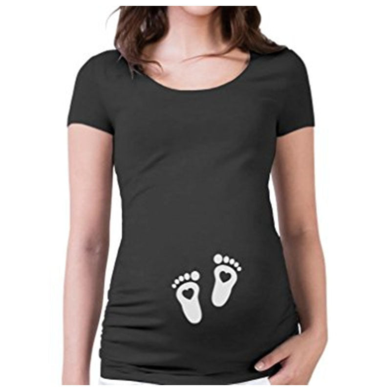 Women T-Shirts Slim Maternity Funny Letter Tops O-Neck Pregnancy Women 🇨🇳