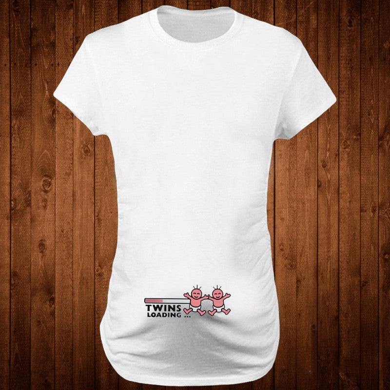 Women T-Shirts Slim Maternity Funny Letter Tops O-Neck Pregnancy Women 🇨🇳