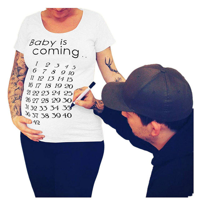 Women T-Shirts Slim Maternity Funny Letter Tops O-Neck Pregnancy Women 🇨🇳